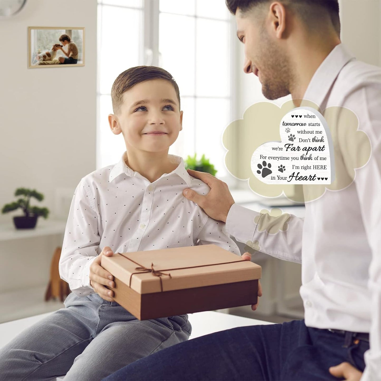 Maitys Pet Memorial Gifts Bereavement Remembrance Gifts for Loss of Dog Cat Sympathy Condolence Gifts Heart Shaped Wood Sign When Tomorrow Starts without Me Wooden Plaque for Table Desk Decor (Brown)