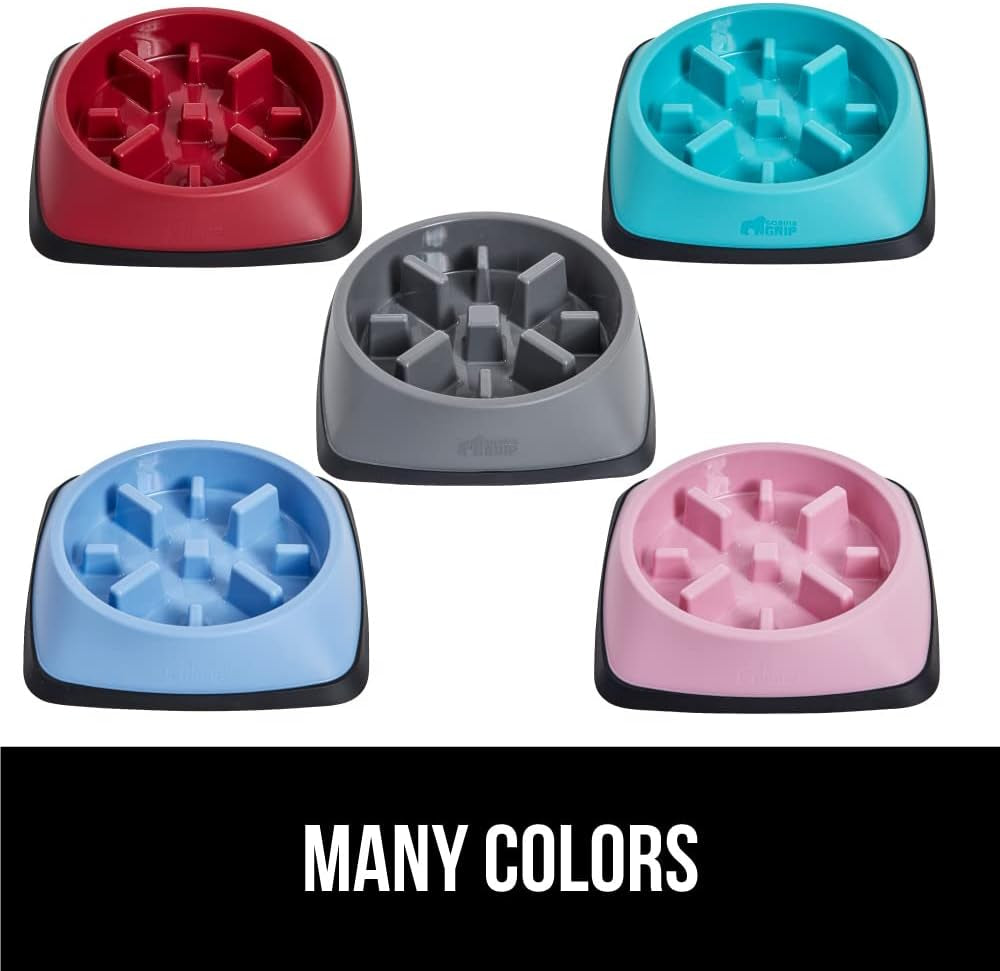Gorilla Grip Slow Feeder Dog and Cat Bowls, Interactive Puzzle Toy for Dogs and Cats Food Training, Keeps Pets Busy and Prevents Puppy Overeating, Large, Small Breeds, 100% BPA Free, 2 Cup Pink