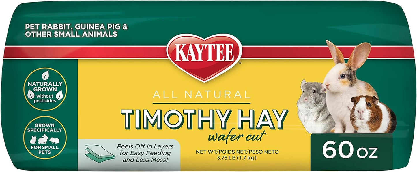 Kaytee Wafer Cut All Natural Timothy Hay for Pet Guinea Pigs, Rabbits & Other Small Animals, 60 Ounce