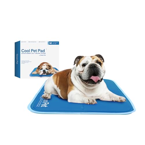 The Green Pet Shop Cool Pet Pad - Medium, Blue - Self-Cooling, Pressure Activated Mat for Dogs & Cats from 21-45 lbs - Non-Toxic Gel, No Water Needed