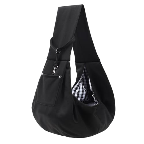 ARZQUT Dog and Cats Carrier Sling, Small Pet Carrier with Storage Pocket | Reversible Puppy Sling Carrier, Safety Buckle, Storage bag, Machine Washable for Travel, Outdoor Activitie, Hand-Free, Black