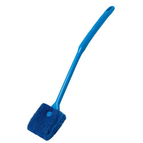 SLSON Aquarium Algae Scraper Double Sided Sponge Brush Cleaner Long Handle Fish Tank Scrubber for Glass Aquariums and Home Kitchen,15.4 inches (1)