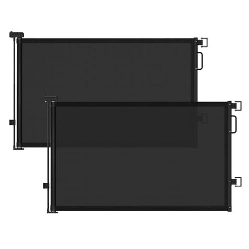 Cideny Retractable Baby Gates 2 Pack, 55" Wide Mesh Dog Gate Indoor | 34" Tall Gate for Stairs Doorways Hallways Deck, Child Pet Safety Gate for Indoor Outdoor Home Use, Black