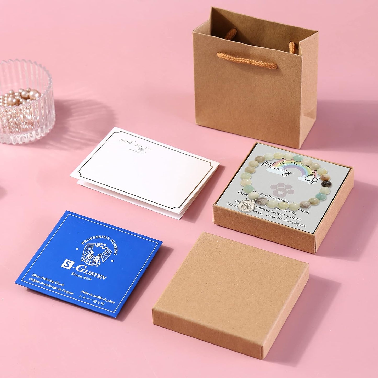 Rainbow Bridge Pet Bracelets Pet Memorial Gifts Loss of Pet Sympathy Gift Dog&Cat Pet Memorial Gifts Wing Palm Bracelet for Loss of Pet Gift