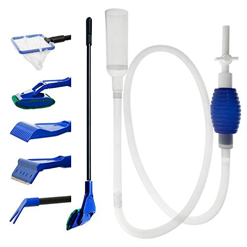 GreenJoy Aquarium Fish Tank Cleaning Kit - 5 in 1 Algae Scraper Set - Siphon Vacuum for Water Changing and Sand Cleaner (Cleaner Set)