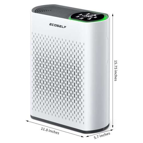Air Purifier for Large Room, Cleans 2,400 ft² in 30 Mins, 3-Stage True HEPA, 360° Airflow, Large Touch Display Control, Real-Time Air Quality (PM2.5) Display, Ultra-Quiet 20dB Sleep Mode, HAP602 White