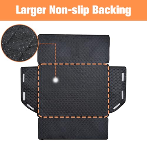 PETICON SUV Cargo Liner for Dogs, Waterproof Pet Cargo Cover Dog Seat Mat for SUVs Sedans Vans with Bumper Flap Protector, Non-Slip, Large Size Universal Fit, Black