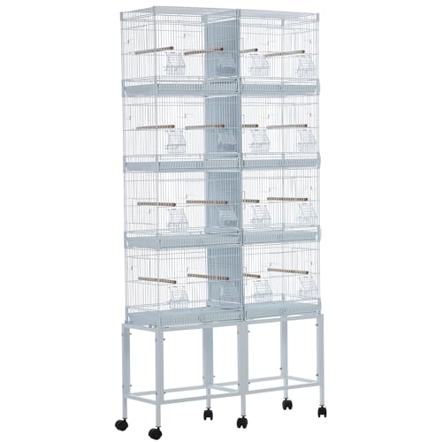 Garvee Lot-4 Breeding Bird Cage, Parrot Cage, Stackable Center Divided Breeder, Seperate Removable Tray, Removable Divider, Lockable Caster, for Birds and Finch