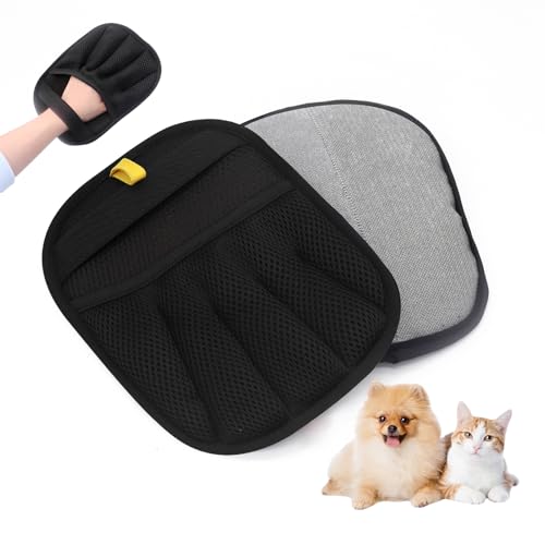 Wopkyls Pet Hair Removal Glove, Five-Finger Fixed Static Pet Grooming Mitt, Breathable Mesh Back Deshedding Glove, Washable Reusable Fur Remover Tool for Dogs and Cats