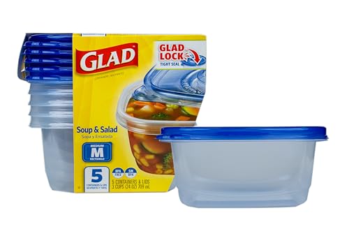 Glad GladWare Medium Rectangle Food Storage Containers, 24 Oz, 5 Count