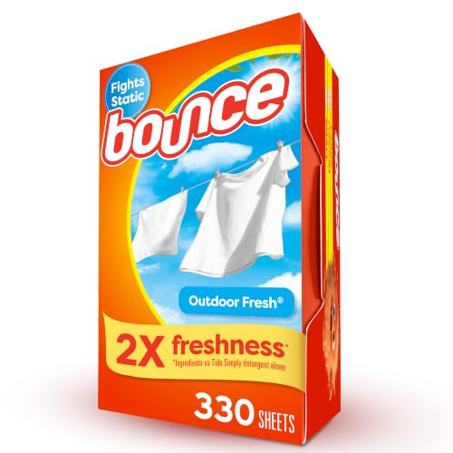 Bounce Dryer Sheets, 330 Count, Outdoor Fresh Scent, Fabric Softener Sheets, Reduces Static, Softens and Fights Wrinkles