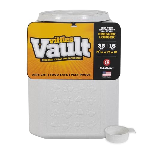 Vittles Vault Airtight Pet Food Storage Container + Scoop, Fits Up to 35lbs