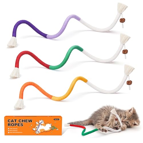 Potaroma Cat Toys Chew Ropes 3Pcs with Refillable Natural Catnip