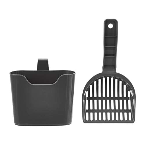 Amazon Basics Durable Cat Litter Scoop with Holder, Hangs on Litter Box, Efficient Scooper
