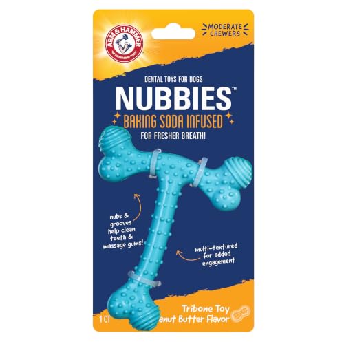 Arm & Hammer Nubbies T-Bone Dental Dog Chew Toy, Peanut Butter Flavor