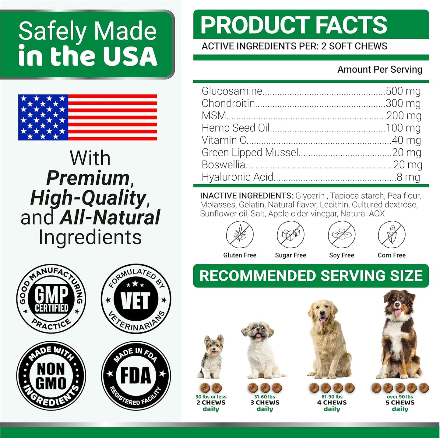YUMA'S Hemp Hip and Joint Supplement for Dogs - Glucosamine for Dogs - 170 Dog Joint Pain Relief Chews - Chondroitin, MSM - Hemp Oil - Advanced Dog Joint Supplement Health - Mobility Support Treats