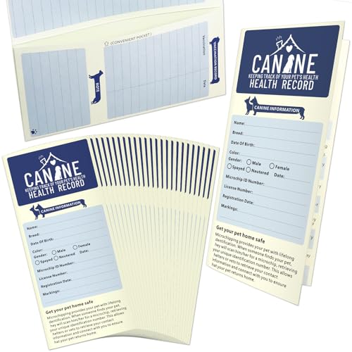 ANZON MORIES 24 Packs Dog Vaccination Record Cards with Storage Pocket