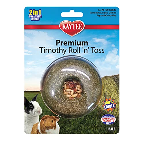 Kaytee Timothy Roll 'n' Toss Toy and Treat for Rabbits, Guinea Pigs