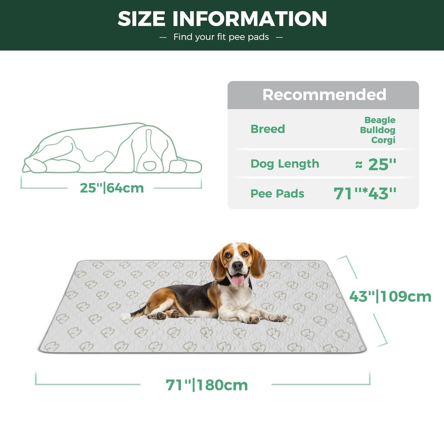 FXW Washable Pee Pads for Dogs, Puppy Pads with Super Absorbent, Specifically Designed for FXW Rollick/Homeplus 32/40/45inch 6 Panels Dog Playpen, 43" x 71" Rectangle, Khaki, 1 Pack