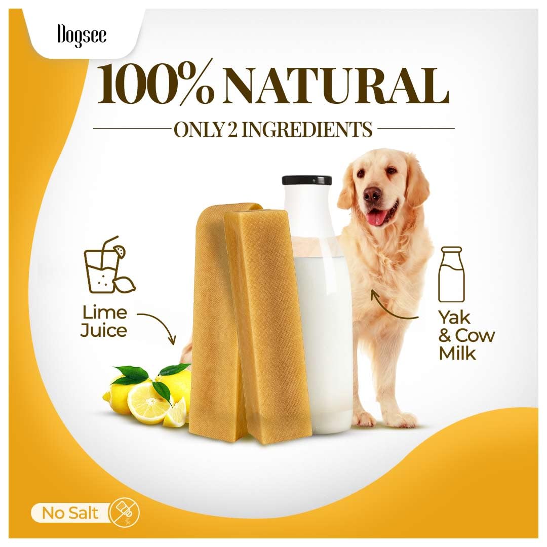 Dogsee Original Yak Cheese Himalayan Dog Chews 1lb (Medium - 6 Bars) | 100% All Natural | Dog Treats Medium Breed | Dog Chews Long Lasting for Aggressive Chewers | High Protein | Dental Sticks