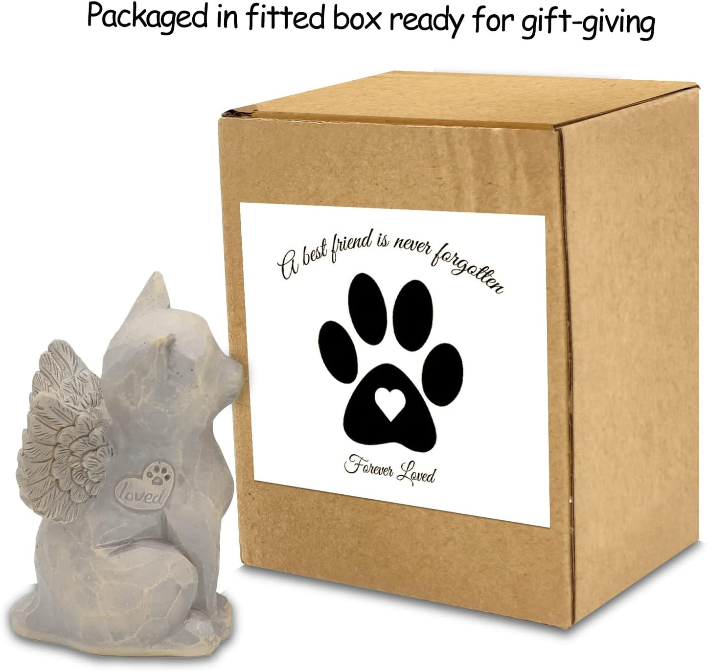 Cat Angel Memorial Figurine, Gray, Resin Sculpture for Cat Lovers, Pet Loss Gift, Hand-Painted