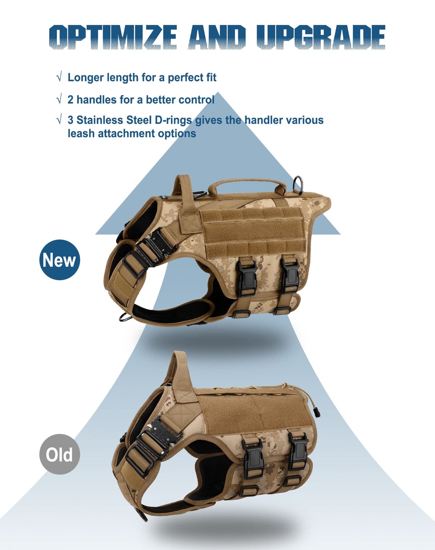 PETNANNY Tactical Dog Harness - No-Pull Service Vest for Large Breeds, with Hook & Loop Patch Panel & MOLLE System | Padded Handle for Walking, Hiking & Training (Desert Camo,L)