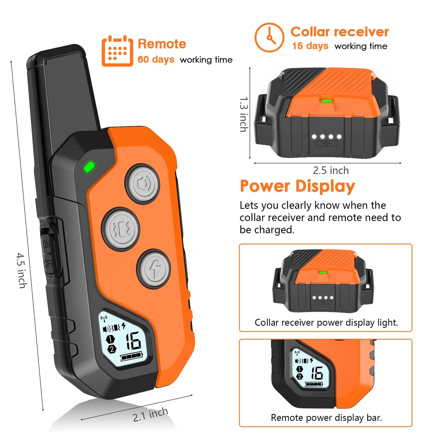 Piouns Shock Collar for Dogs, IP67 Waterproof Dog Training Collar with Remote, 3 Training Modes with Beep, Vibration, and Safe Static, Rechargeable for Large Medium