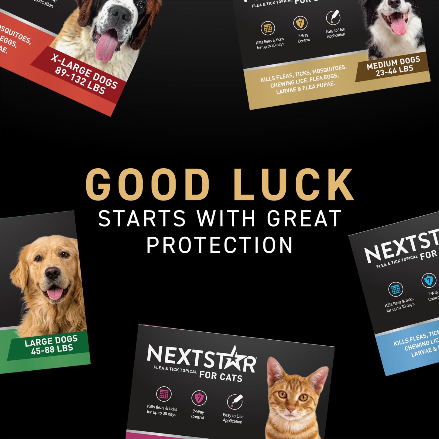 NEXTSTAR Flea and Tick Prevention for Dogs, Repellent & Control, Fast Acting Waterproof Topical Drops, Flea and Tick Prevention for Large Dogs, 6 Monthly Doses