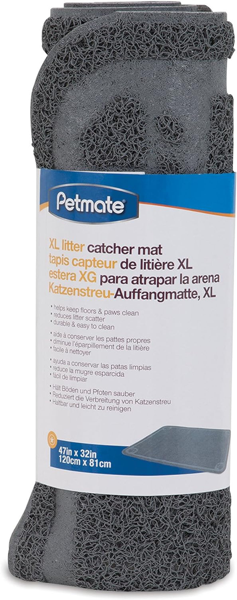 Petmate Litter Catcher Mat Extra Large, Grey, Model:22990 47X32X0.25 Inch (Pack of 1)