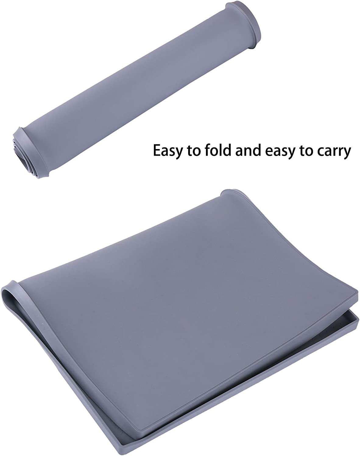 Hubulk Dog Feeding Mat,100% Waterproof BPA Free Silicone Pet Food and Water Bowl Placemat,Dishwasher, High Raised Edge to Prevent Spills,Nonslip Tray to Stop Messes on Floor(24"X16"X0.5",Hunter Green)