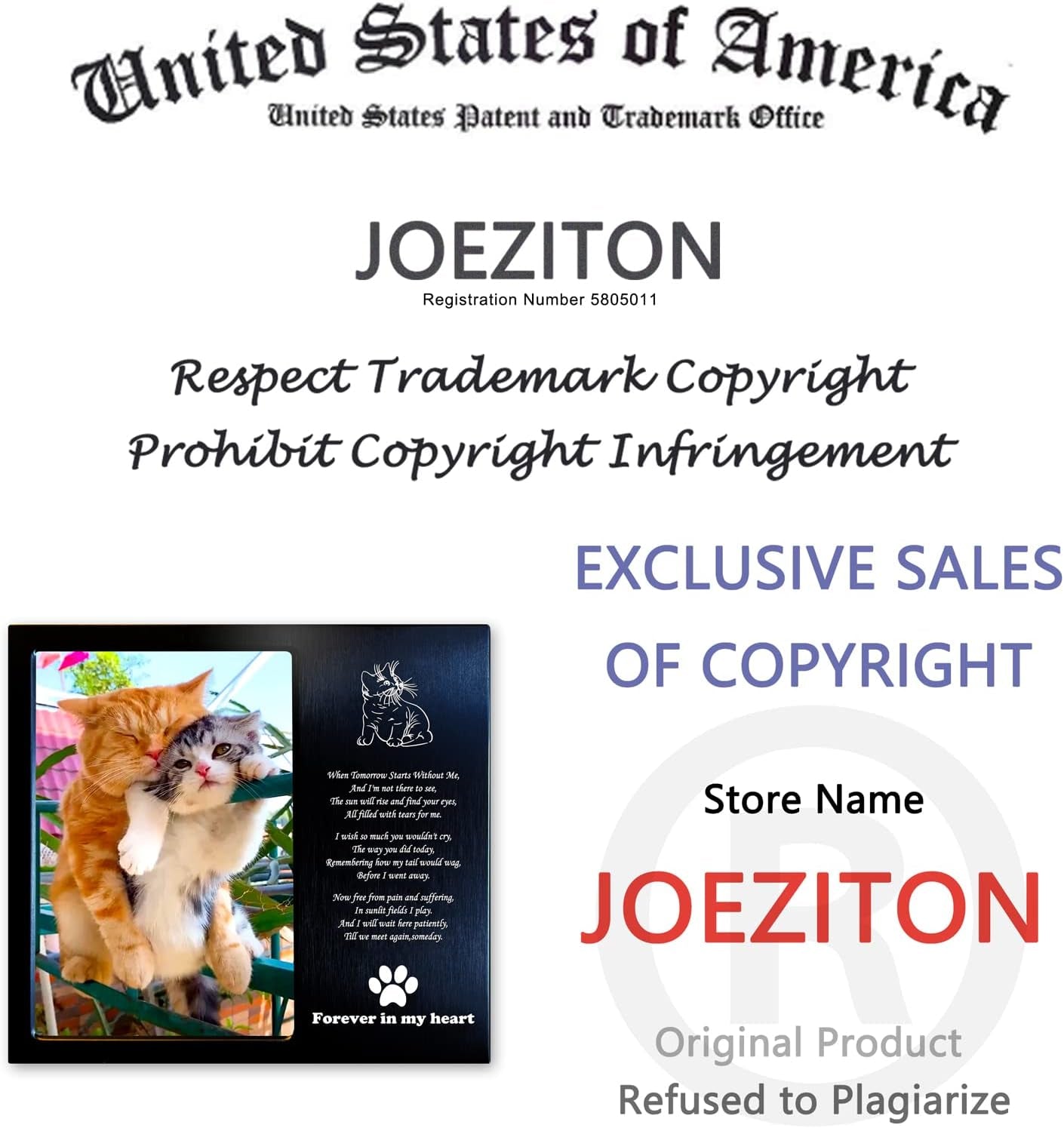 Rainbow Bridge Dog Memorial Gifts for Loss of Dog (Cat) - Pet Memorial Gifts for Dogs (Cats) - Pet Sympathy Cards - Dog (Cat) Memorial Picture Frame - 4X6 Inches Personalized Metal Photo Frame (RC)