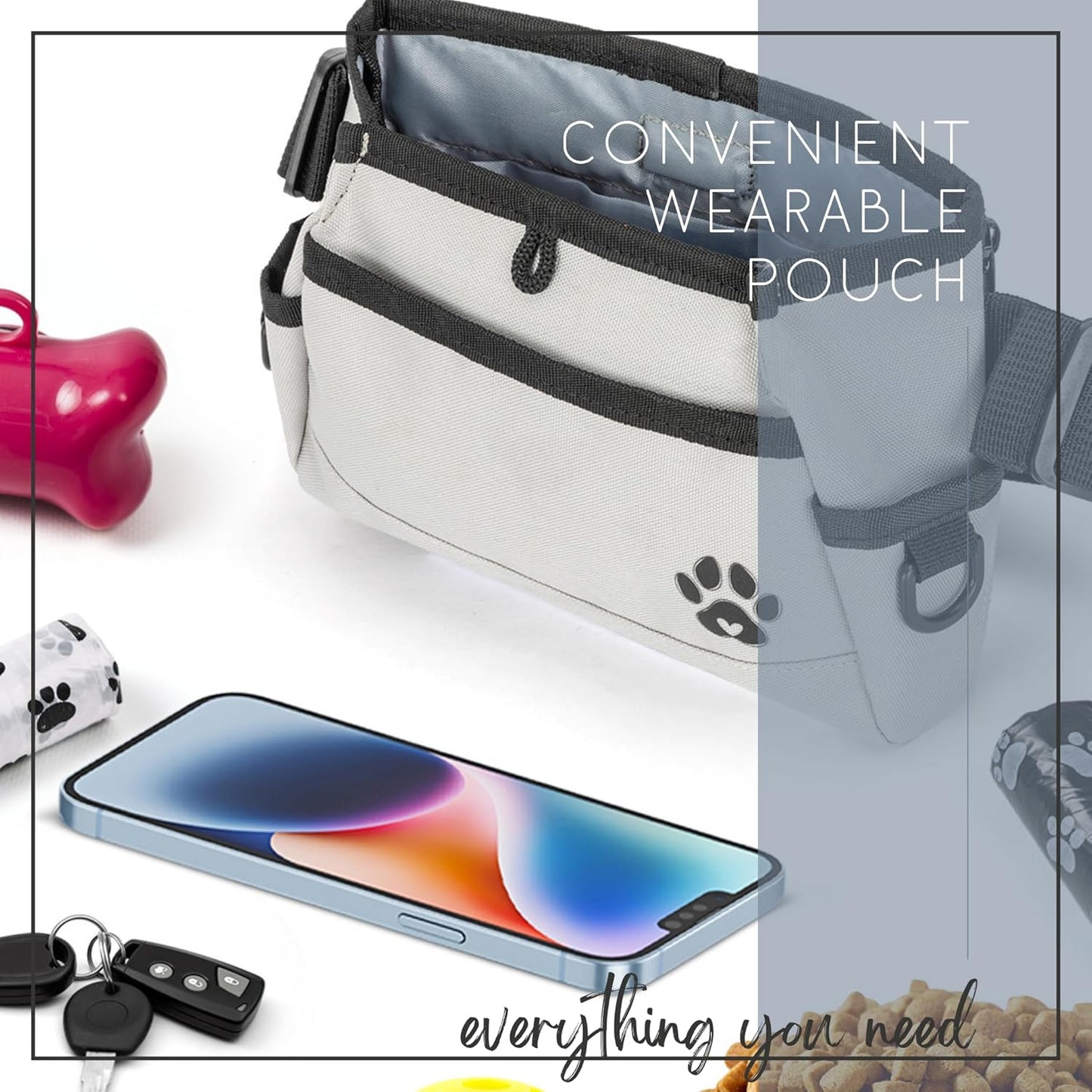 B&B Farmhouse Dog Treat Pouches for Pet Training - Custom Design - Dog Treat Bag for Dog Training & Behavior Aids - Fanny Pack for Dog Walking Bag - Puppy Treat Pouch & Black Belt Bag