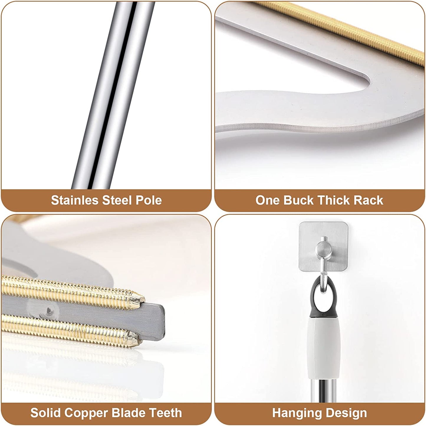 47“ Adjustable Long Handle Carpet Rake Pet Hair Remover, Reusable Large Metal Lint Remover Brush for Embedded Fur Removal from Low Pile Rugs Stairs, Carpet Brush Scraper Dog Cat Hair Remover Broom