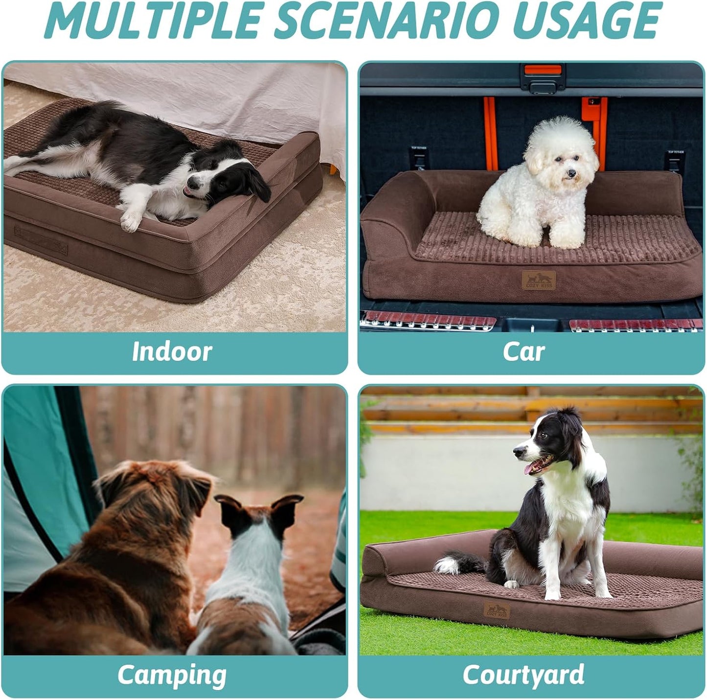 Orthopedic Dog Bed for Medium Dogs,Waterproof Dog Sofa Beds Medium, Supportive Foam Pet Couch Bed with Removable Washable Cover,Waterproof Lining and Nonskid Bottom,Brown(M,36" L x 27" W x 7.5" Th)