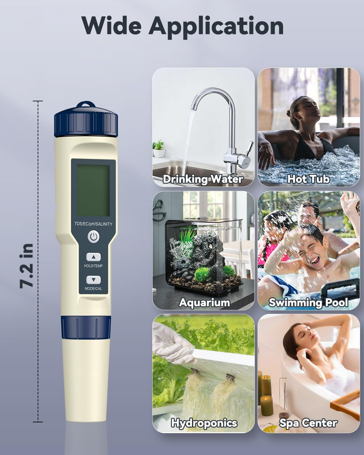 Pawfly Pool Salt Tester & pH Meter, 5 in 1 pH Salinity TDS EC & Temperature Meter, Digital Salinity Tester TDS Meter for Swimming Pool Drinking Water Aquarium Hot Tub Saltwater & Spa