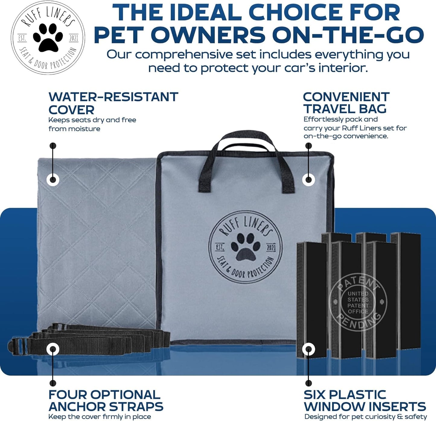 Dog Car Seat Cover for Back Seat - Dog Car Hammock - Waterproof Car Seat Protector - Door-To-Door Protection for Full-Size Trucks & Suvs