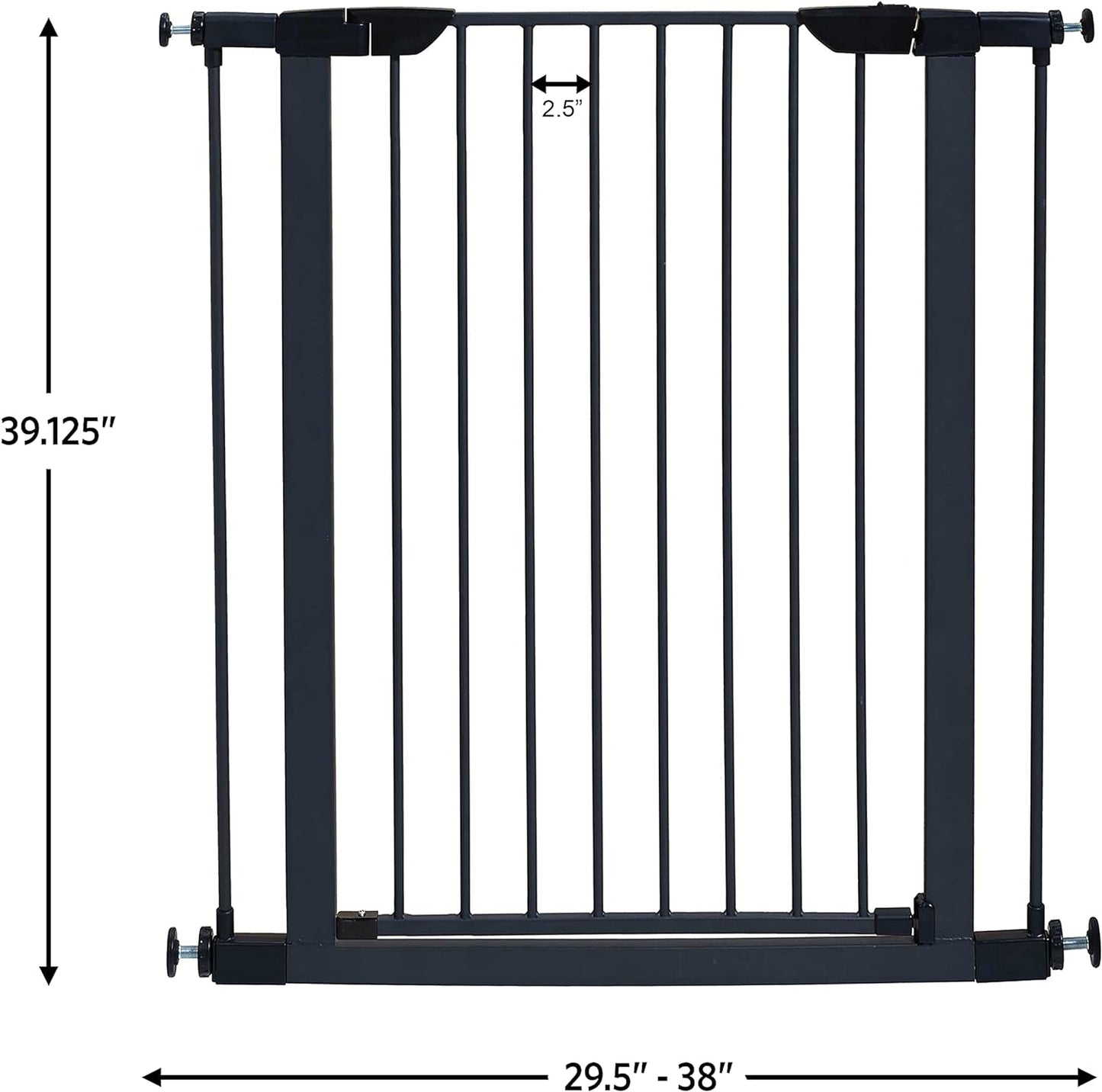 Midwest Homes for Pets Steel Pet Gate W/ Textured Graphite Frame & Decorative Wood Door, 29H X 28-38W Inches
