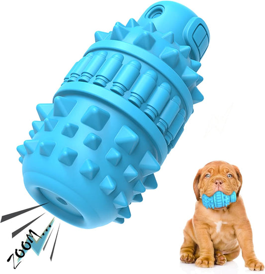 Natural Rubber Dog Toy for Small Medium Breed Aggressive Chewer Super Power Dog Chew Toys Squeaky Dog Birthday Toy Dog Toothbrush Interactive Tough Durable Dog Toys(Azure,Small)