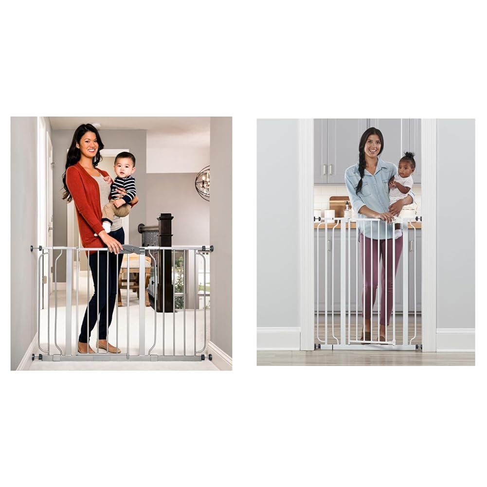 Regalo Easy Step 49-Inch Extra Wide Baby Gate, Includes 4-Inch and 12-Inch Extension Kit & Easy Step 36" Extra Tall Walk Thru Baby Gate, Includes 4-Inch Extension Kit