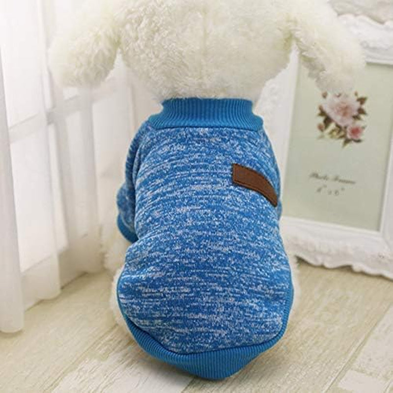 Idepet Pet Dog Classic Knitwear Sweater,Fleece Coat for Small,Medium,Large Dog,Warm Pet Dog Cat Clothes,Soft Puppy Customes (L, Blue)