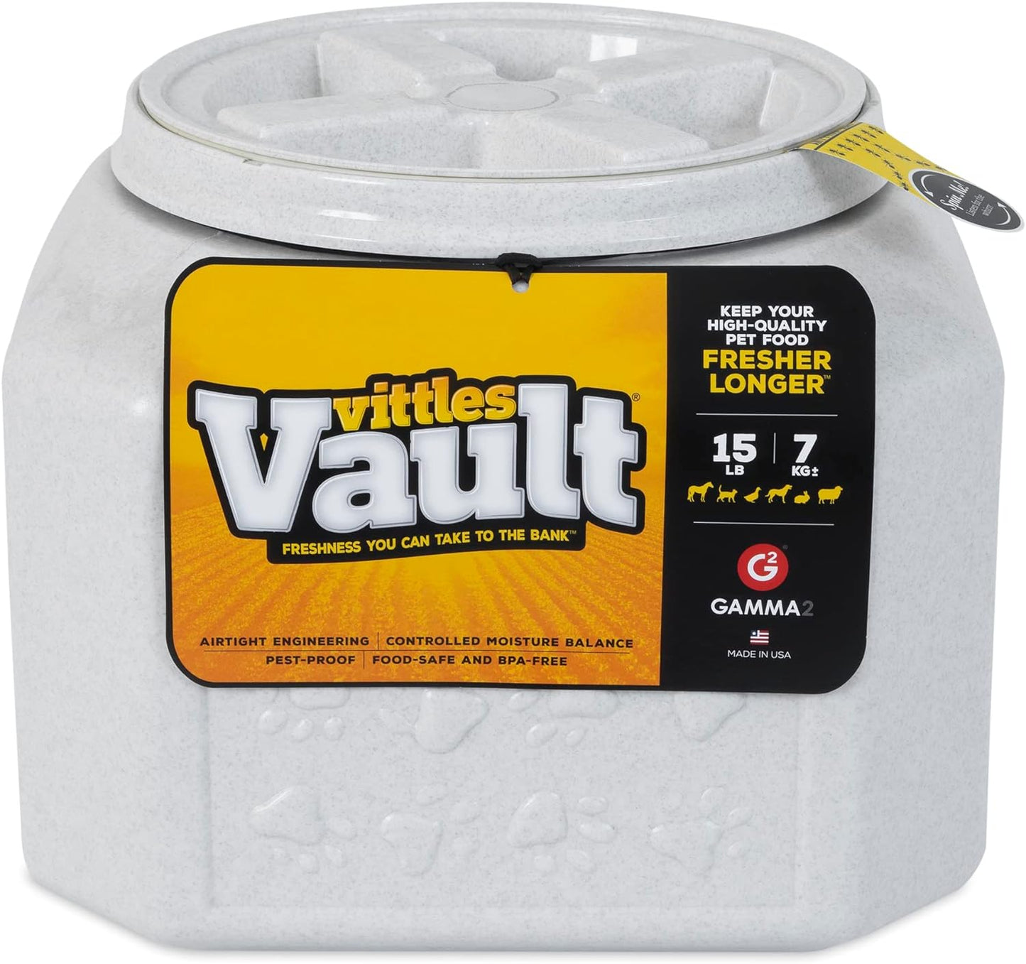 Gamma2 Vittles Vault Dog Food Storage Container, up to 15 Pounds Dry Pet Food Storage, Made in USA