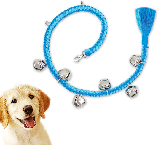 Dog Bells to Go Outside, Adjustable Dog Door Bell, Door Bells for Dogs, Quality Puppy Training Bell. round Style, Lightblue1