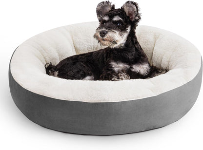 Love'S Cabin round Donut Cat and Dog Cushion Bed, 20In Pet Bed for Cats or Small Dogs, Anti-Slip & Water-Resistant Bottom, Super Soft Durable Fabric Pet Beds, Washable Luxury Cat & Dog Bed Dark Grey