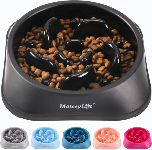 Mateeylife Slow Feeder Dog Bowls, Anti-Choking Puzzle Dog Food Bowls, Non Slip Interactive Dog Feeding Bowls That Slow down Eating, Bloat Stop Maze Dog Dishes Dog Feeder for Medium Large Breeds Black