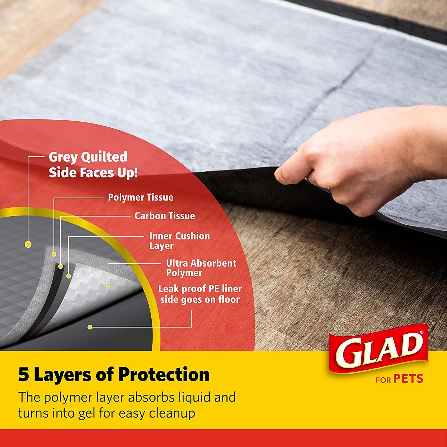 Glad for Pets Heavy Duty Activated Carbon Training Pads, 24" X 24" 100Ct | Ultra Absorbent Training Pads - Absorbs 50% More than Standard Pad in Same Size; Heavy Duty Puppy Potty Training Pads
