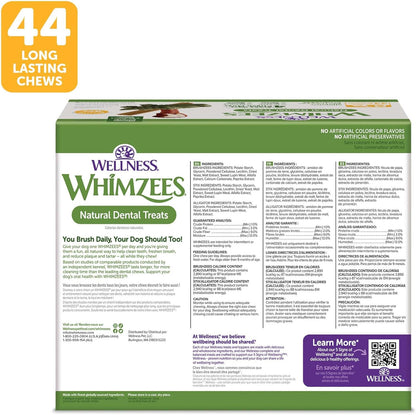 WHIMZEES by Wellness Value Box Natural Dental Chews for Dogs – Clean Teeth, Freshen Breath, Reduce Plaque & Tartar, Medium Breed 44 Count