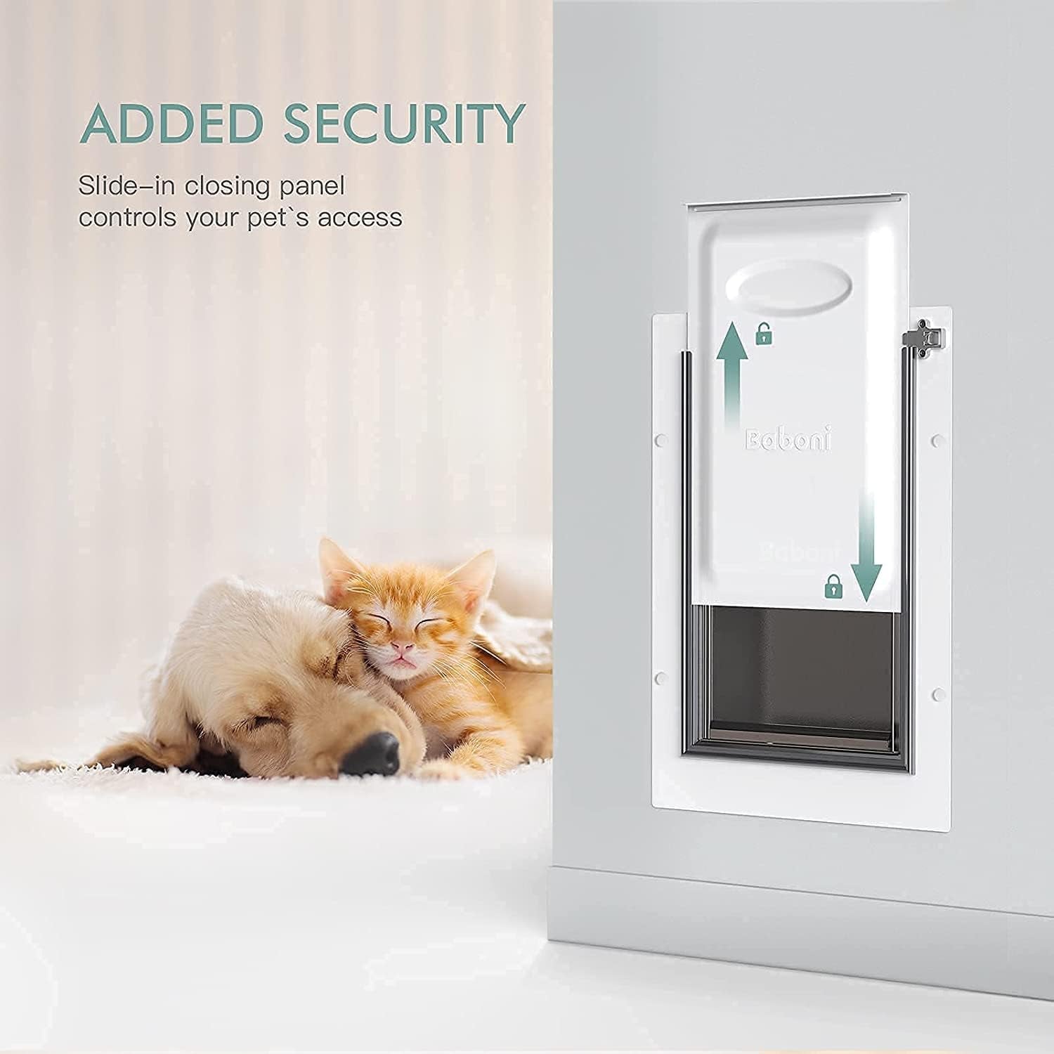 Baboni Pet Door for Wall, Steel Frame and Telescoping Tunnel, Aluminum Lock, Double Flap Dog Door and Cat Door, Strong and Durable (Pets up to 220 Lb) -X-Large