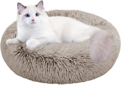 Cat Beds for Indoor Cats,24 Inch Dog Bed for Small Melium Large Dogs, Washable-Round Pet Bed for Puppy and Kitten with Slip-Resistant Bottom