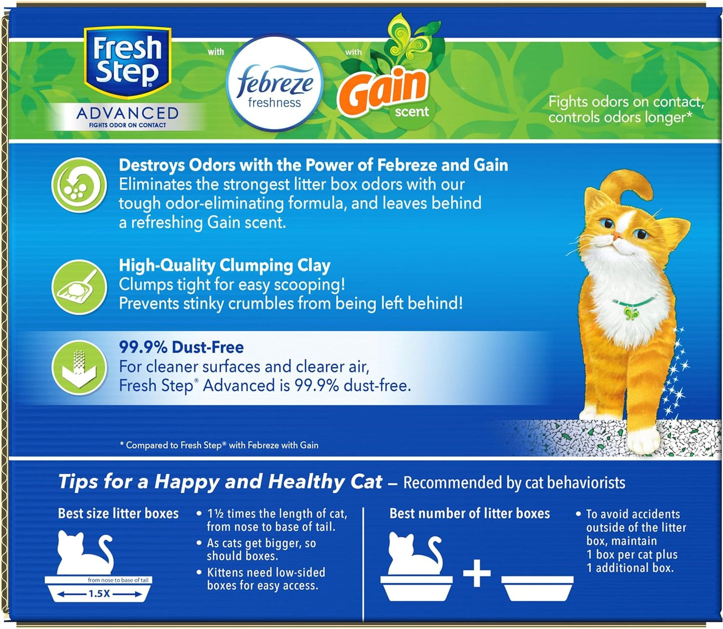 Fresh Step Clumping Cat Litter, with Gain, Advanced, Extra Large, 37 Pounds Total (2 Pack of 18.5Lb Boxes)