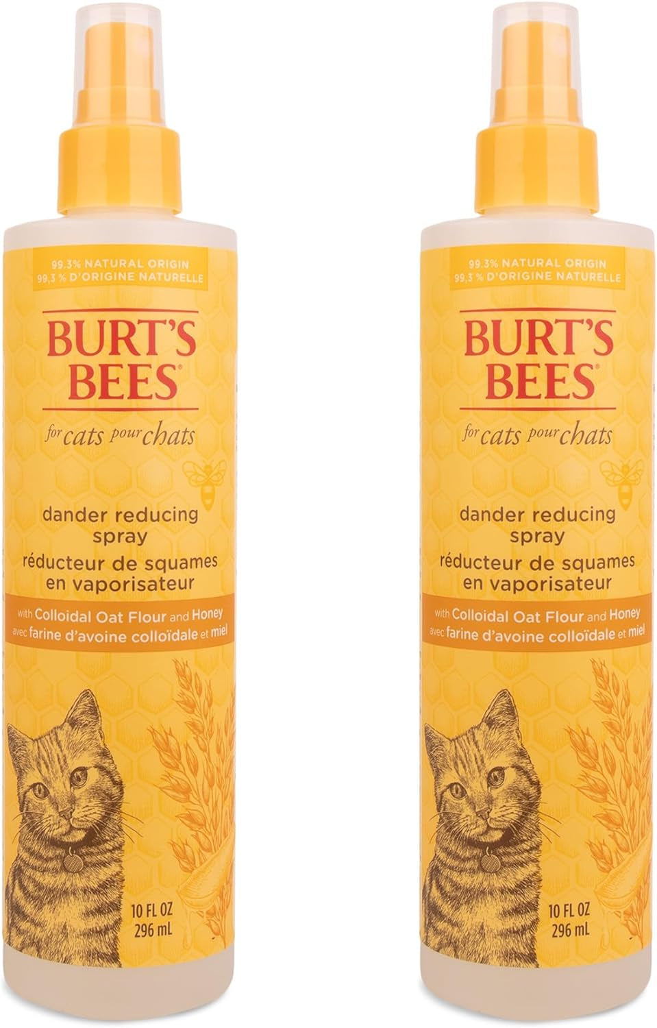 Burt'S Bees for Pets Cat Naturally Derived Dander Reducing Spray with Soothing Colloidal Oat Flour & Aloe Vera - Cruelty Free, Made in USA, 10 Oz Bottle - 2 Pack